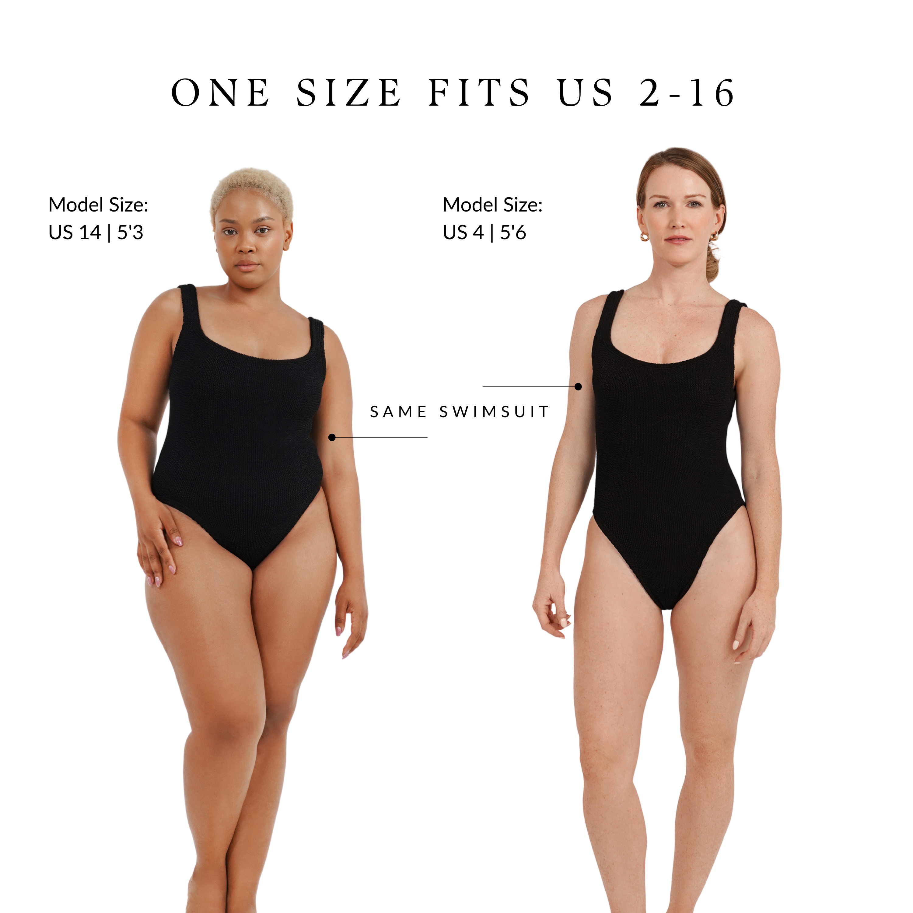 One Size Luxe Crinkle Swimsuit - Midnight Black