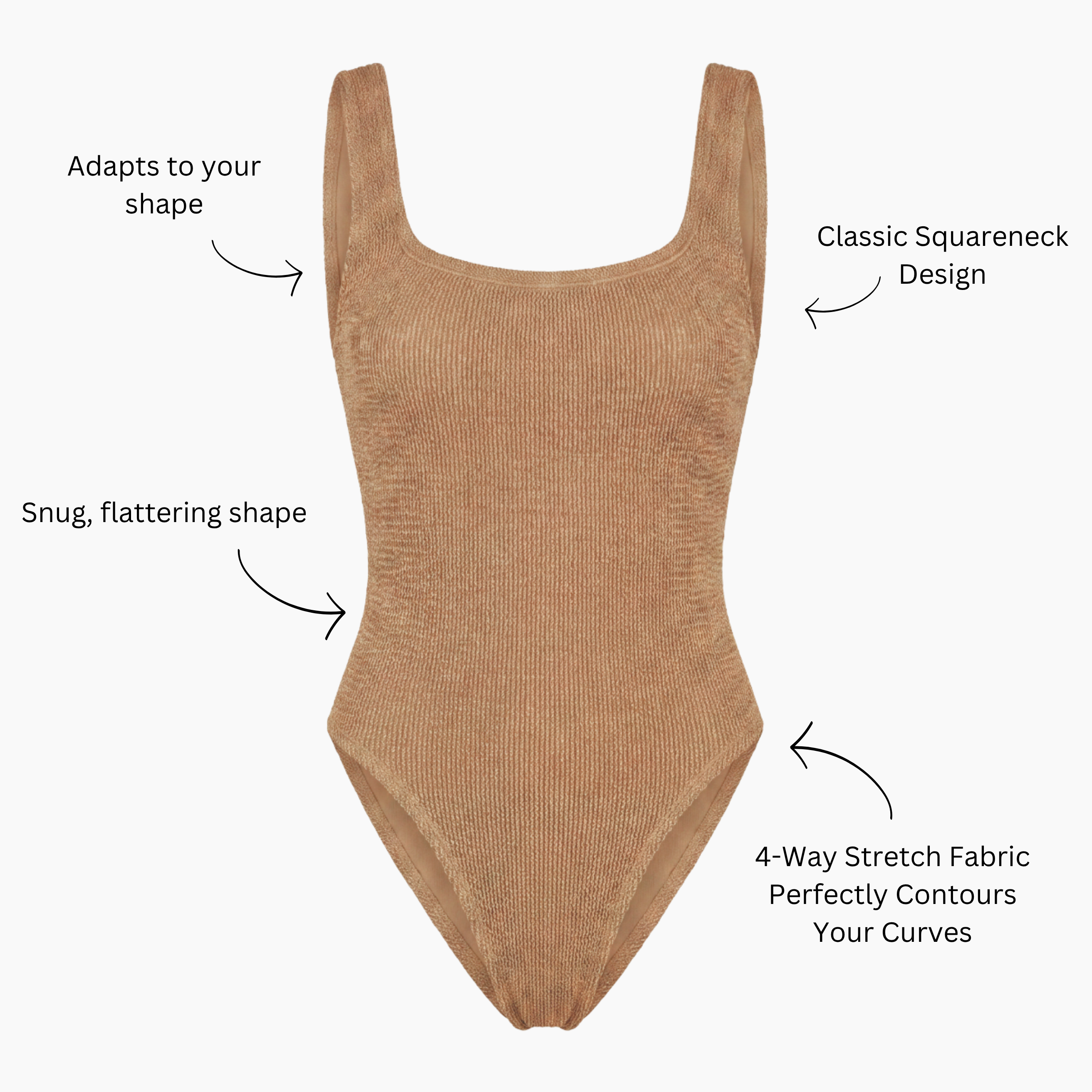 One Size Crinkle Swimsuit, Maternity & Postpartum - Metallic Toffee