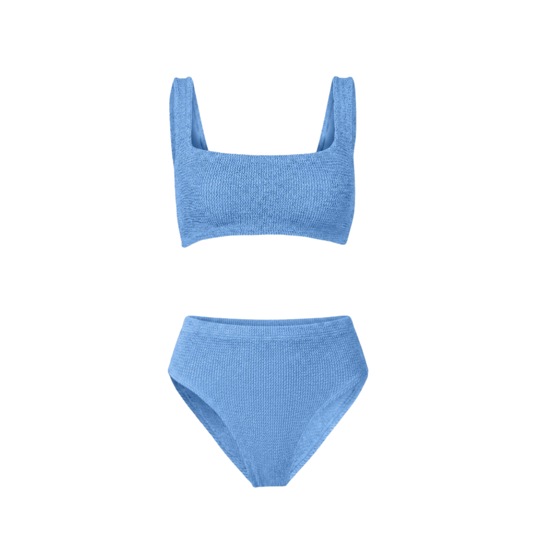 One Size Crinkle Bikini Set - Amalfi Classic Square Top - High Waisted Bottoms - Maternity, Postpartum & Beyond