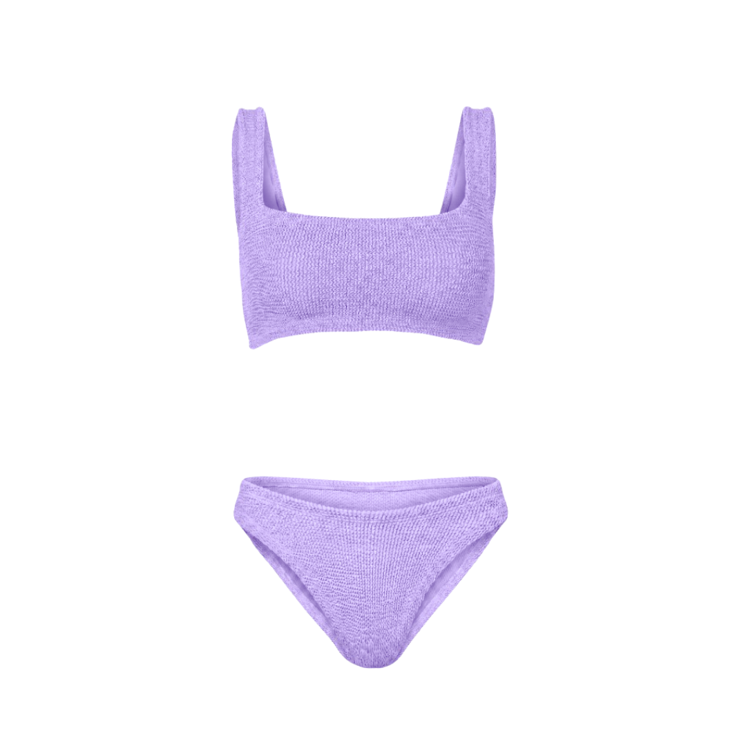 One Size Crinkle Bikini Set - Amalfi Classic Square Top - Low Waisted Bottoms - Maternity, Postpartum & Beyond