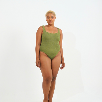 One Size Luxe Crinkle Swimsuit - Golden Sage