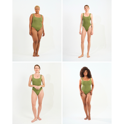 One Size Luxe Crinkle Swimsuit - Golden Sage
