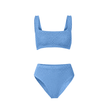 One Size Crinkle Bikini Set - Amalfi Classic Square Top  - High Waisted Bottoms - Maternity, Postpartum &amp; Beyond