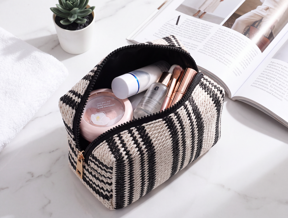 Woven B&amp;W Cosmetics Bag