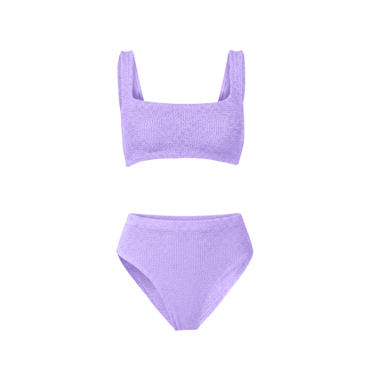 One Size Crinkle Bikini Set - Amalfi Classic Square Top  - High Waisted Bottoms - Maternity, Postpartum &amp; Beyond
