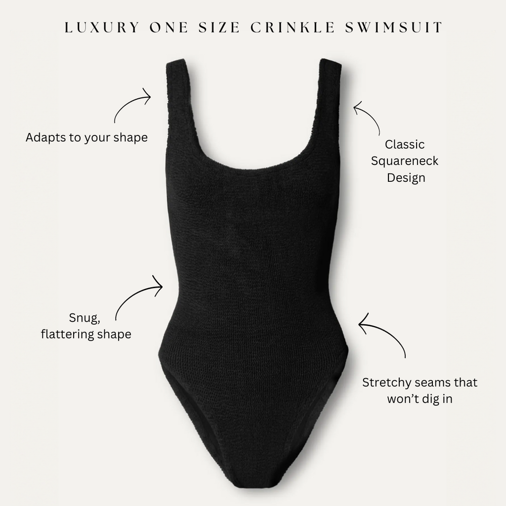 One Size Luxe Crinkle Swimsuit - Black