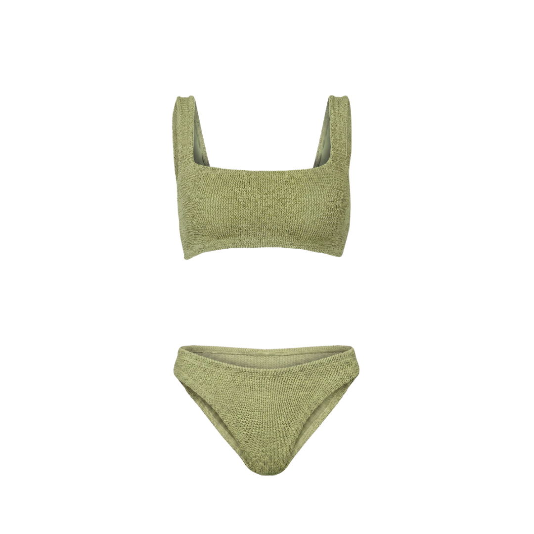 One Size Crinkle Bikini Set - Amalfi Classic Square Top  - Low Waisted Bottoms - Maternity, Postpartum &amp; Beyond