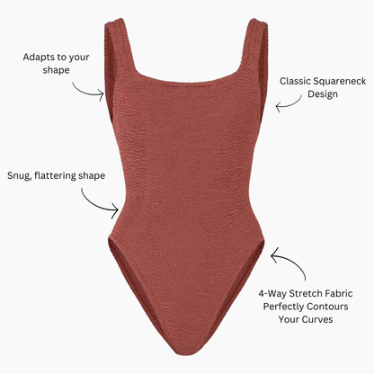 One Size Luxe Crinkle Swimsuit - Metallic Cinnamon