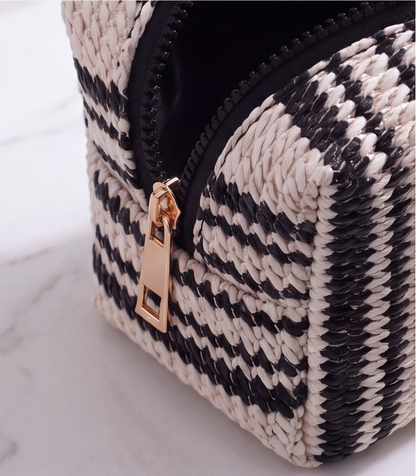 Woven B&amp;W Cosmetics Bag