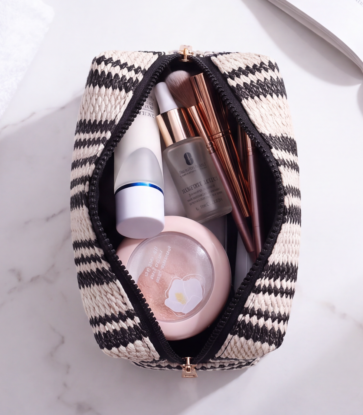 Woven B&amp;W Cosmetics Bag
